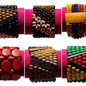 Wooden bead bracelets choice of colors costume NEW